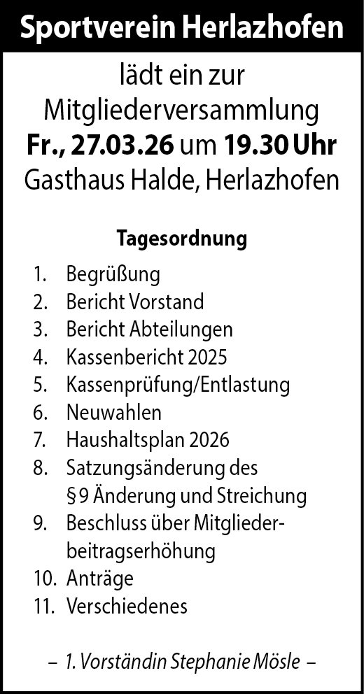 Einladung zur Hauptversammlung 2026